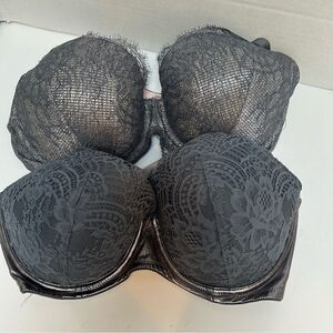 Victoria's Secret Bundle of 2 Dream Angels Lined Demi Bra Gray Silver‎ 32 DDD